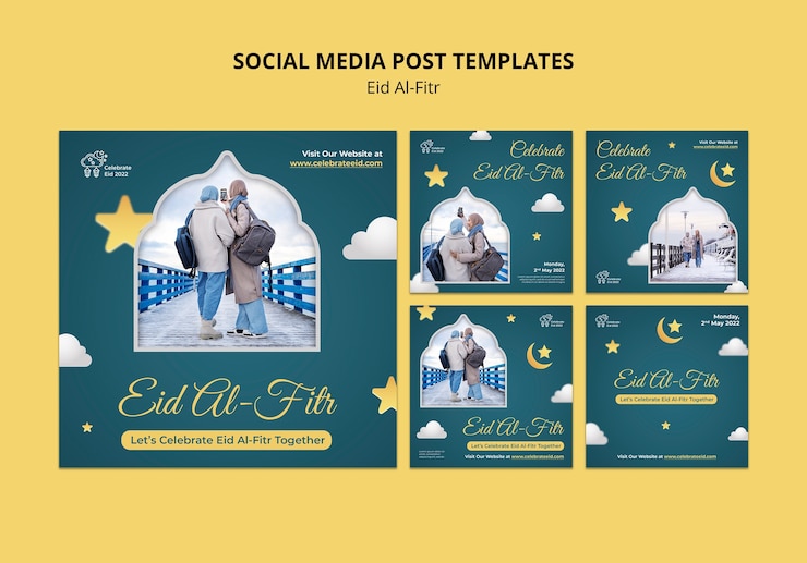 Бесплатный PSD реалистичный шаблон instagram eid al fitr