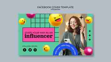 PSD gratuito copertina facebook dell'influencer emoji realistico