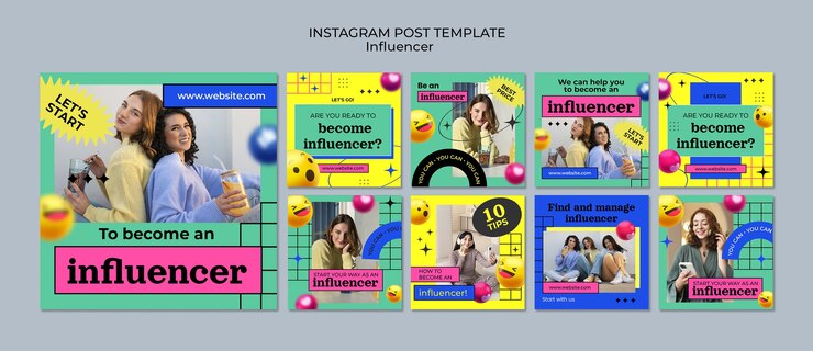 無料PSD リアルな絵文字インフルエンサーの instagram 投稿