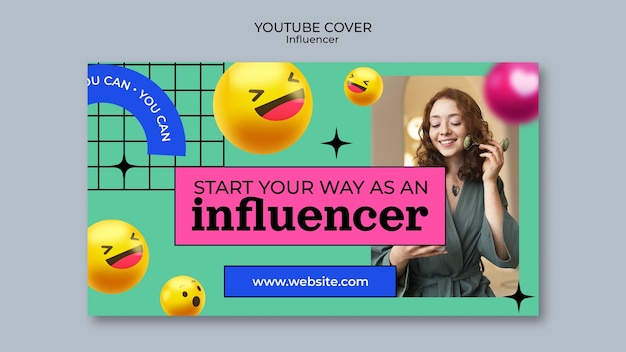 Free PSD realistic emoji influencer youtube cover