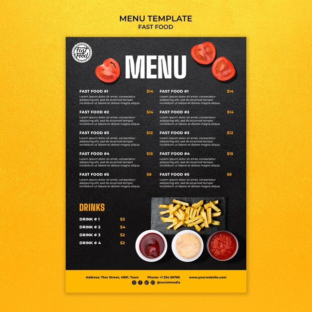 Realistic fast food template design free PSD download