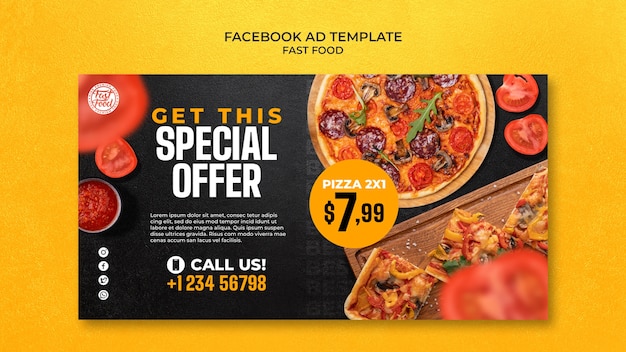 Free PSD realistic fast food template design