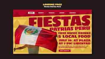 Free PSD realistic fiestas patrias peru template design