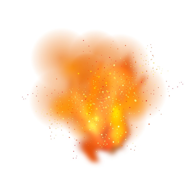 Realistic fire explosion isolated