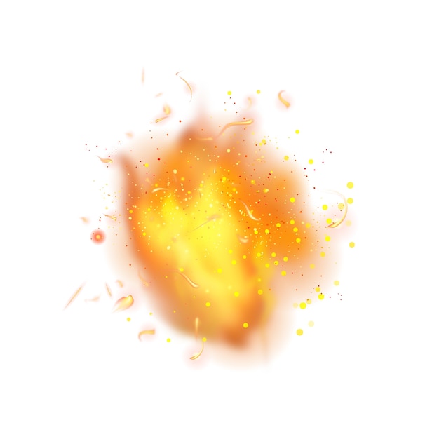 Realistic fire explosion isolated