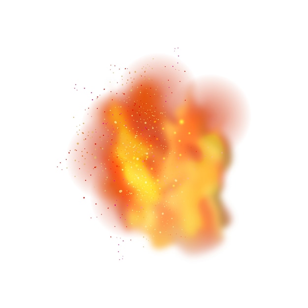 Realistic fire explosion isolated