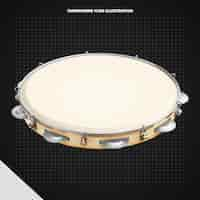 Free PSD realistic flat tambourine