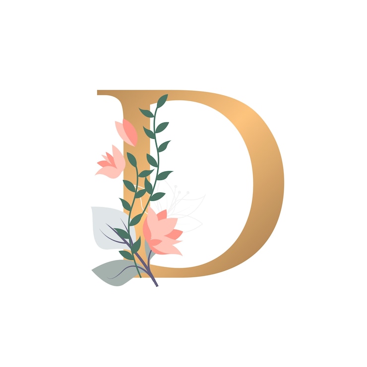 無料PSD 現実的な花のアルファベットのイラストを孤立させました