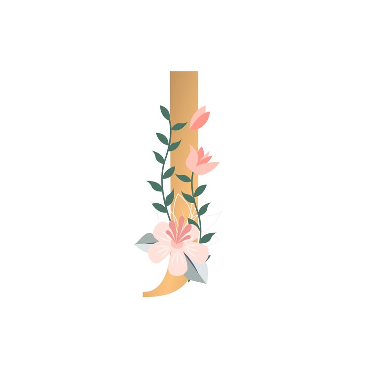 Free PSD realistic floral alphabet illustration isolated