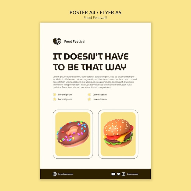 現実的なフード フェスティバルのチラシ テンプレート