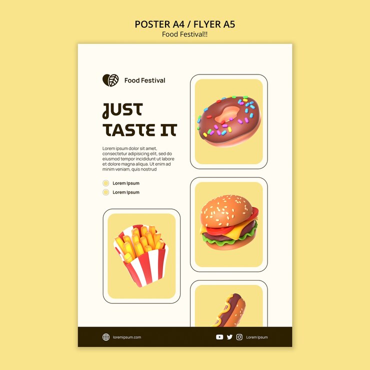 Free PSD realistic food festival poster template