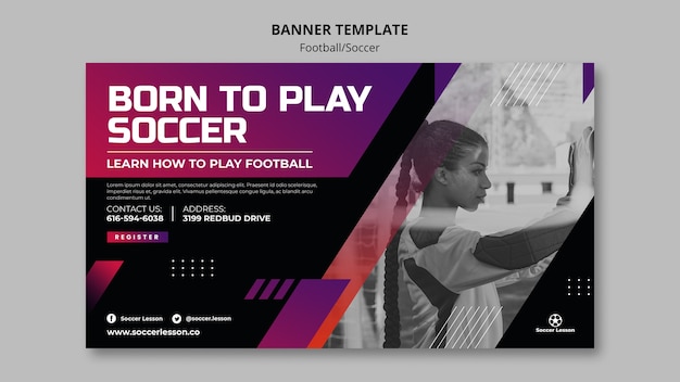 Modello di progettazione di banner di calcio realistico