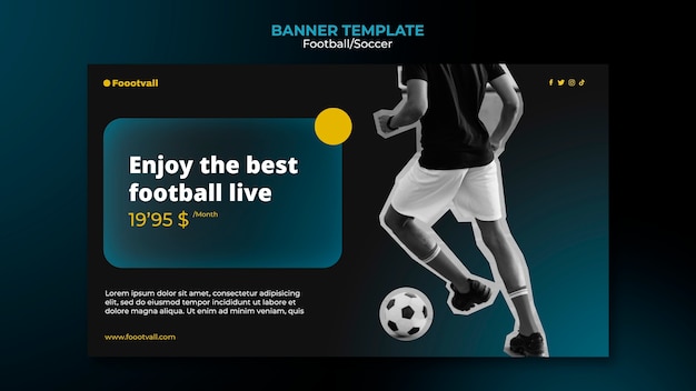 PSD gratuito modello di progettazione di banner di calcio realistico