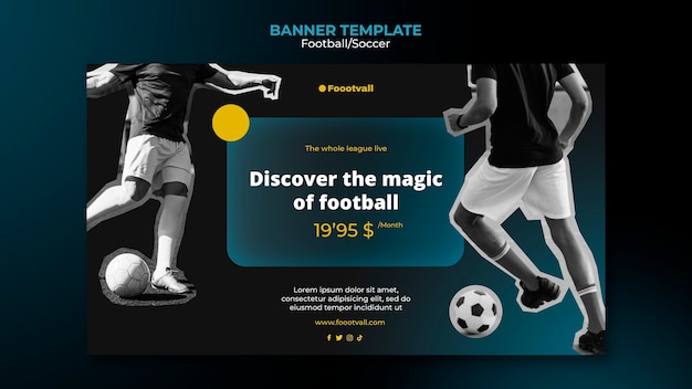 Realistic football banner design template