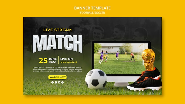 PSD gratuito design del modello di banner di calcio realistico