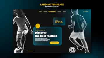 Free PSD realistic football landing page design template