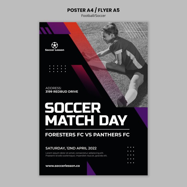 Realistic football poster design template