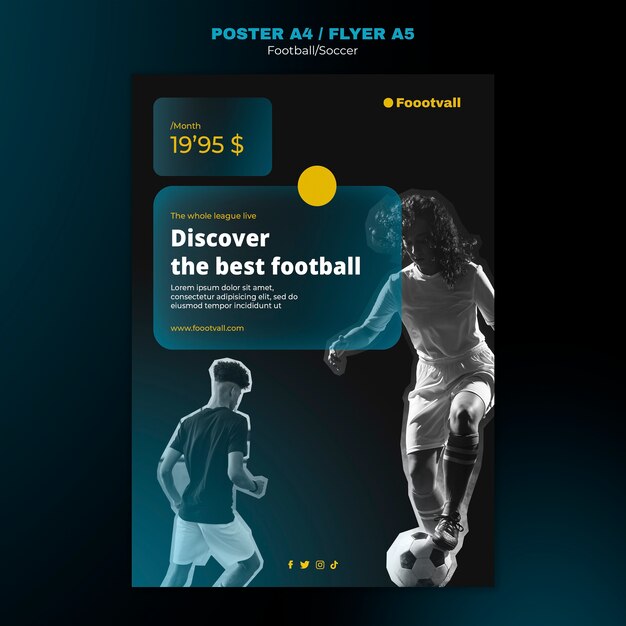 Realistic football poster design template