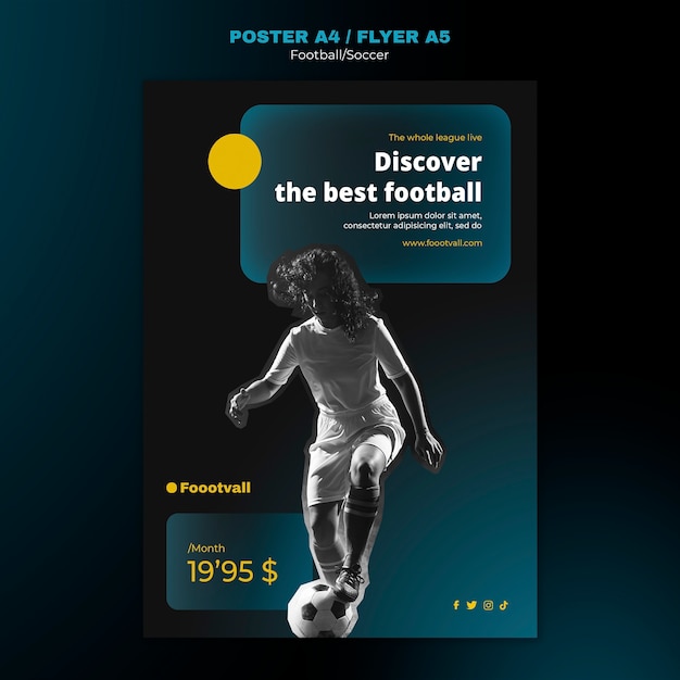 Free PSD realistic football poster design template