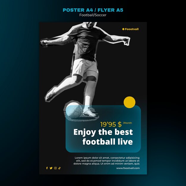 Realistic football poster design template