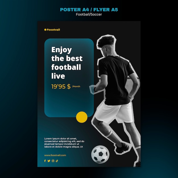 Realistic football poster design template