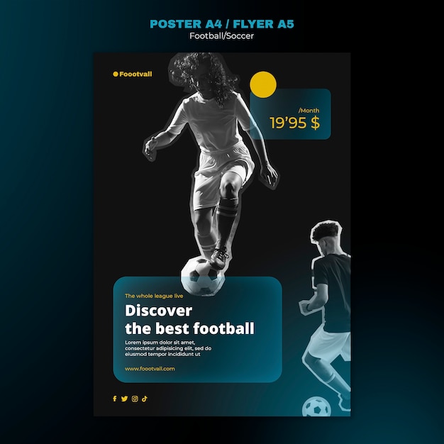 PSD gratuito modello di progettazione di poster di calcio realistico