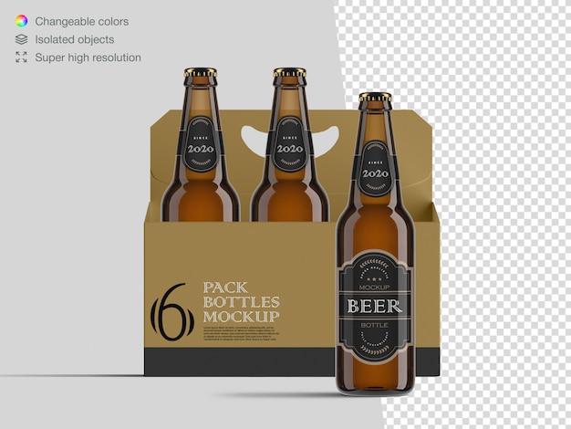 Download Premium Psd Realistic Front View Six Pack Beer Bottle Mockup Template