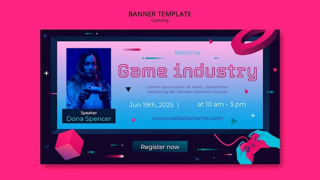 Free PSD realistic gaming time banner template