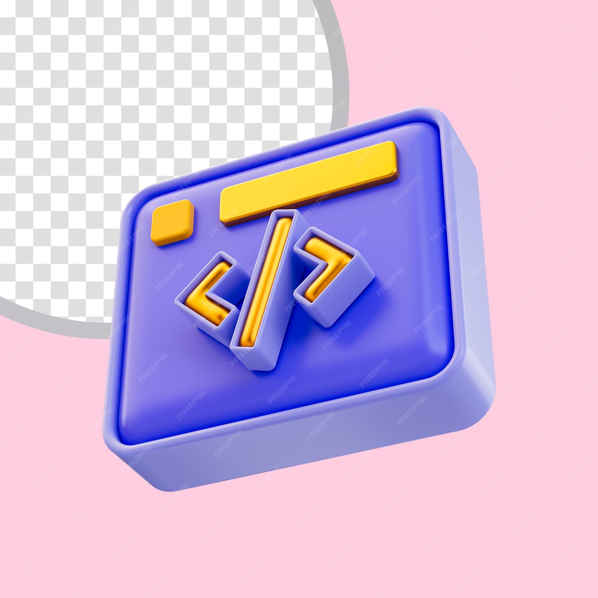 Premium PSD Realistic glossy website code interface icon 3d render