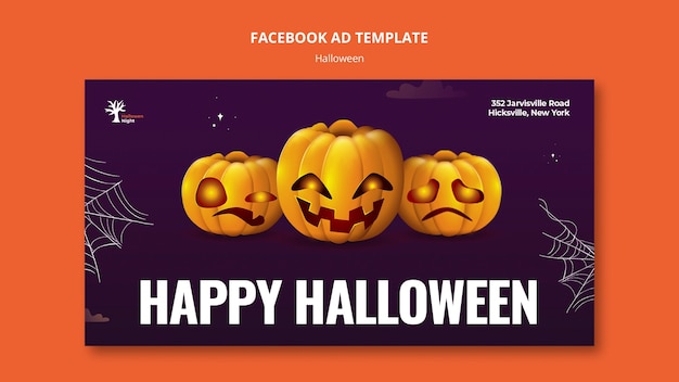 Realistic halloween celebration facebook template