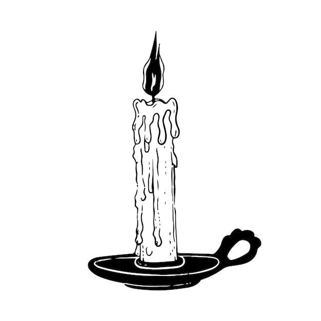 Realistic hand drawn halloween illustration with candle