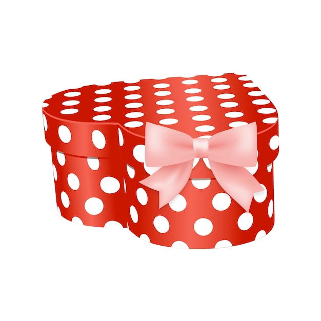 Free PSD realistic heart shape gift box with ribbon