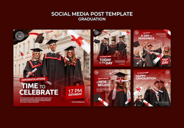 Free PSD realistic instagram posts graduation template