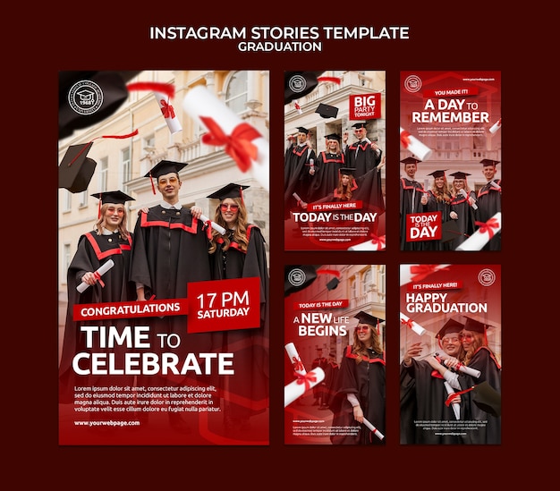 Realistic instagram stories graduation template