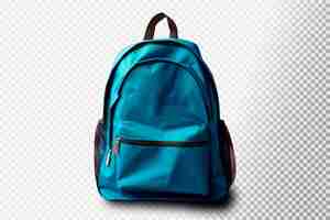 Free PSD realistic isolated blue backpack on transparent background