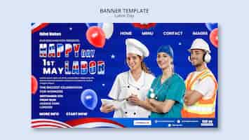 Free PSD realistic labor day landing page template