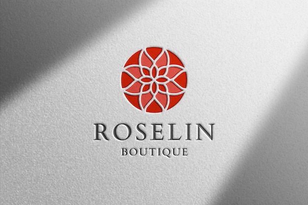 Realistic logo mockup on white paper Premium Psd