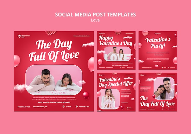 Free PSD realistic love celebration instagram posts