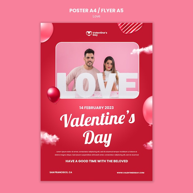 Free PSD realistic love celebration poster template