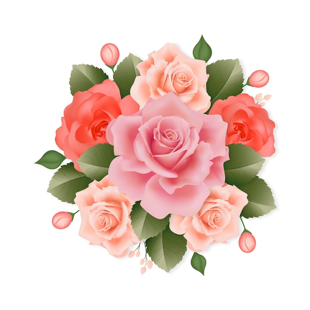 Realistic love flowers arrangement
