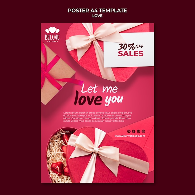 Free PSD realistic love template design