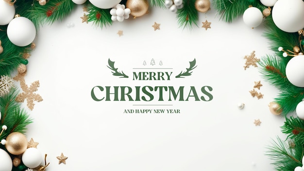 Free PSD realistic merry christmas background with christmas decoration