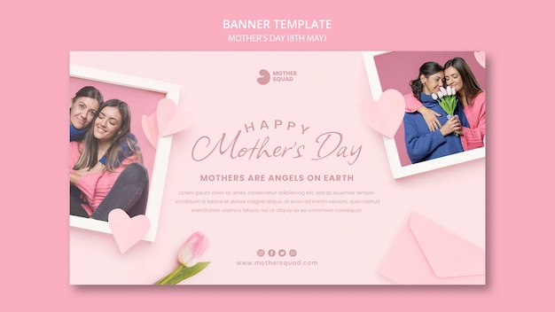 Realistic mother's day banner template