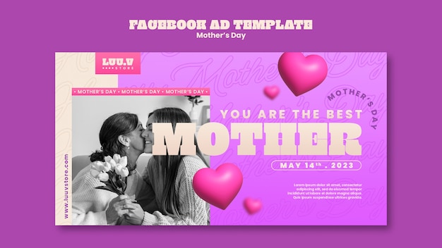 Realistic mother's day celebration facebook template