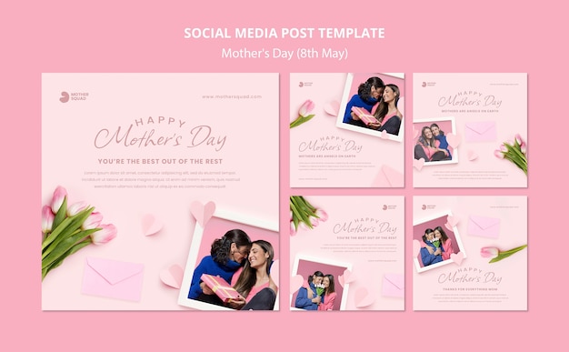 Realistic mother's day instagram posts template