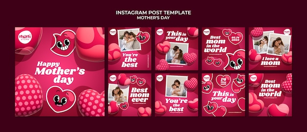 PSD gratuito post instagram realistici per la festa della mamma