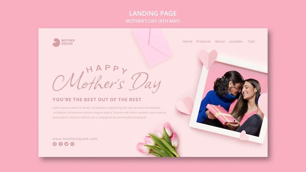 Realistic mother's day landing page template