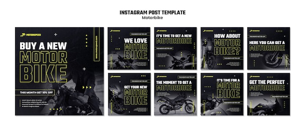 Realistic motorbike business instagram post