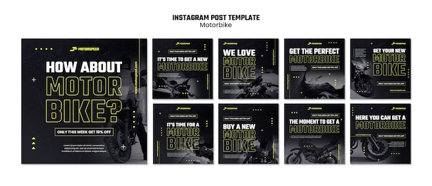 Free PSD realistic motorbike business instagram post