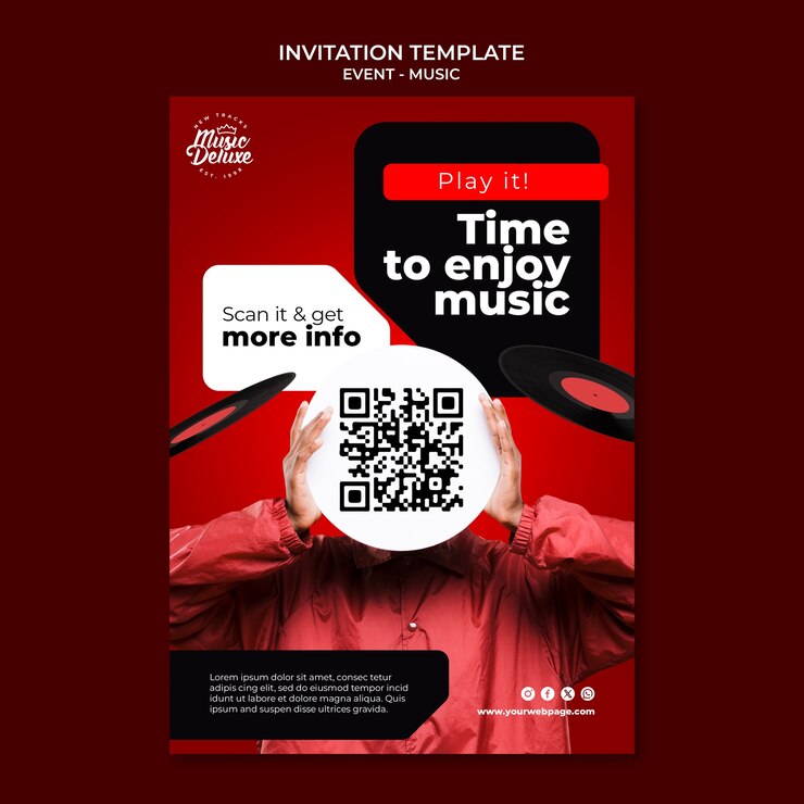 Free PSD realistic music event invitation template